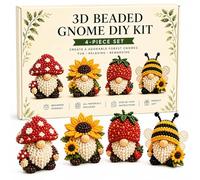 Cute 3D Gnome Beading Art Set 3D Animal Themed Beadwork Kit Handmade Cute Beaded Gnomes Kits DIY Handmade Animal Craft Kit for Beginners and Craft Enthusiasts,Includes Instructions