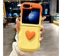 Cute 3D Heart Curly Wave Gradient Color Phone Case For Samsung Galaxy Z Flip 6 5 4 3 Shockproof Soft Silicone Protection Cover,yellow,For Galaxy ZFlip 6