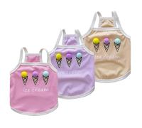 Cute 3D Pom Pom Ice Cream Dog Cat Tank Top - Easy - Wear Corduroy Summer Pet Tank Top, Breathable Apparel for Small Medium Pets (3 Colors: Pink/Purple/Beige) (XX-Large)