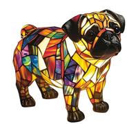 Cute 3D Pug Night Light,Pug Art Night Light Decorative,Animals 3D Illusion Stained Glass LED Table Lamps,Gift for Pugs Lovers,Decorative Bedside Lamps for Home, Office, Bedroom,with Warm Ambient Glow