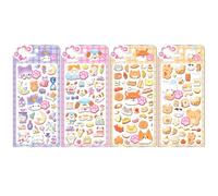 Cute 3D Stickers - 4 Sheet Paw Print Phone Case Decals, Cartoon Suitcase Decals | Four 3D Paw Print Stickers for Students, Scrapbooking, Journaling, School Projects