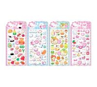 Cute 3D Stickers | 4 Sheets Scrapbooking Labels Paw Prints - Decorative Stickers | For Smartphone DIY Notebook Birthday Decoration Classroom School Reward