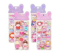 Cute 3D Stickers - Cartoon Animal Scene Motifs - 8 Sheets Reusable Dress-up Stickers for Diary Water Bottle Planner Journaling Laptop Computer