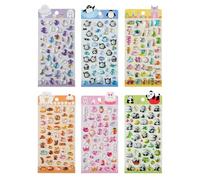 Cute 3D Stickers, Cute Aesthetic Stickers Decorations Glow in the Dark, 6 Cartoon Stickers for Mobile Phone Case Notebook Laptop Crafts Party Class Rewards