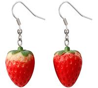 Cute 3D Strawberry Earring Girls Simulation Red Strawberry Drop Dangle Earring for Women Fruit Jewelry AccessoriesPractical and Deft