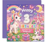 Cute 3rd Birthday Card, Magical Unicorn Adventure