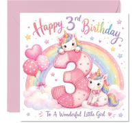 Cute 3rd Birthday Card, Sprinkle Her Big Day with Magic, Playful Unicorns