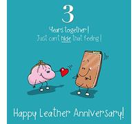 Cute 3rd Wedding Anniversary Card | 3 Years Together | Happy Leather Anniversary | Anniversary Card for Husband, Wife and Couples