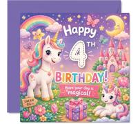 Cute 4th Birthday Card, Magical Wishes for a Sparkling Celebration