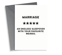 Cute 5 Star Rating Typography Anniversary Card/Engagement Card - Marriage - An Endless Sleepover With Your Favourite Weirdo