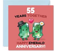 Cute 55th Anniversary Card - Emerald Duo Holding Hands - Playful 55 Years Together Design - A Cheeky Nod to Lasting Love - 145mm Square, Envelope Included