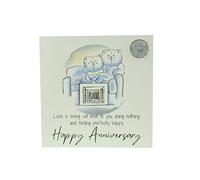 Cute 5th Anniversary Card, Relaxed Bears - Free Metal 5th Anniversary Love Token Gift (gc-annitv05)