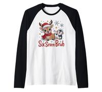 Cute 67 Bruh Santa Reindeer Meme Six Seven Brain Rot 6 7 Raglan Baseball Tee