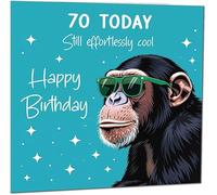 Cute 70th Birthday Card Another Year Older Funny Cool Monkey Birthday Card for 70th Years, Seventieth, Seventy,