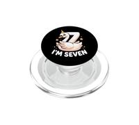 Cute 7th Birthdays Swan Seven Year Old Girls Boys Kids Bird PopSockets PopGrip for MagSafe