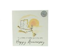 Cute 9 Year Anniversary Card, Sunset Bears - Free Metal 9th Anniversary Love Token Gift (gc-annisunset09)