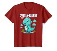 Cute-A-Saurus Dinosaur Boys Girls T-Shirt, Youth, Cranberry Red, 2T
