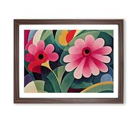 Cute Abstract Carnation Flowers Framed Print | A3 Walnut Framed Wall Art | Ready to Hang | Abstract Floral Picture | Living Room Bedroom Lounge Office