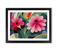 Cute Abstract Carnation Flowers Framed Print | A4 Black Framed Wall Art | Ready to Hang | Abstract Floral Picture | Living Room Bedroom Lounge Office