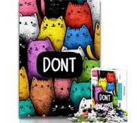 Cute Abstract Cat Adult Jigsaw Puzzles 1000,Learning Educational Toys Family Games with Matching Poster And Trivia Sheet (38x26cm)