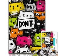 Cute Abstract Cat Adult Jigsaws 1000 Pieces Difficult,Learning Educational Toys Family Games Gifts for Friends And Family (38x26cm)