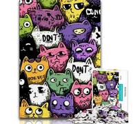 Cute Abstract Cat Puzzles 1000 Pieces for Adults,Challenging Game And Family Play for Is Ideal As A Gift for The Whole Family (50x75cm)