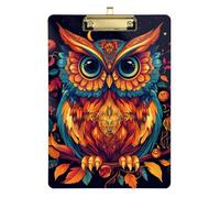Cute Abstract Owl and Psychedelic Ornate Happy Halloween Animal clipboard Binder Hard Board for 5th Grade Classroom Essentials for Teachers Size 9 x 12