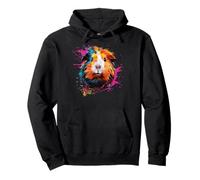 Cute Abyssinian Satin Guinea Pig Lover Colorful Splash Art Pullover Hoodie
