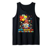 Cute Accept Understand Love Puzzle Piece Gnome Autism Kids Tank Top