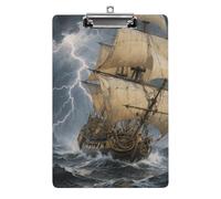 Cute Acrylic Clipboard 8.5x12 Inch - Ancient Sailing Ship in Storm Low Profile Clip Board for Letter/A4 Paper, Lightweight Office Supplies with Vibrant Prints, Hanging Clipboards for Work & Gift