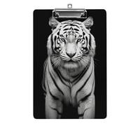 Cute Acrylic Clipboard 8.5x12 Inch - Black and White Tiger Low Profile Clip Board for Letter/A4 Paper, Lightweight Office Supplies with Vibrant Prints, Hanging Clipboards for Work & Gift
