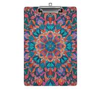 Cute Acrylic Clipboard 8.5x12 Inch - Bohemian Psychedelic Peacock Mandala Low Profile Clip Board for Letter/A4 Paper, Lightweight Office Supplies with Vibrant Prints, Hanging Clipboards for Work & Gif