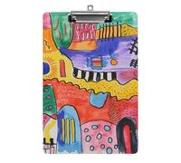 Cute Acrylic Clipboard 8.5x12 Inch - Bright Colored Curves Low Profile Clip Board for Letter/A4 Paper, Lightweight Office Supplies with Vibrant Prints, Hanging Clipboards for Work & Gift