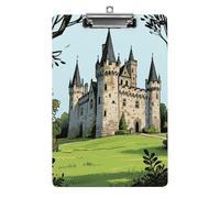 Cute Acrylic Clipboard 8.5x12 Inch - Castle Low Profile Clip Board for Letter/A4 Paper, Lightweight Office Supplies with Vibrant Prints, Hanging Clipboards for Work & Gift