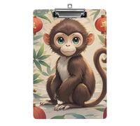 Cute Acrylic Clipboard 8.5x12 Inch - Chinese Style Monkey Low Profile Clip Board for Letter/A4 Paper, Lightweight Office Supplies with Vibrant Prints, Hanging Clipboards for Work & Gift