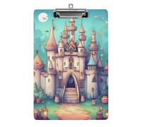 Cute Acrylic Clipboard 8.5x12 Inch - Classical Castle Low Profile Clip Board for Letter/A4 Paper, Lightweight Office Supplies with Vibrant Prints, Hanging Clipboards for Work & Gift