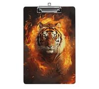Cute Acrylic Clipboard 8.5x12 Inch - Cool Tiger in Flame Low Profile Clip Board for Letter/A4 Paper, Lightweight Office Supplies with Vibrant Prints, Hanging Clipboards for Work & Gift