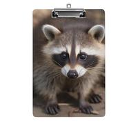 Cute Acrylic Clipboard 8.5x12 Inch - Cub Raccoon Low Profile Clip Board for Letter/A4 Paper, Lightweight Office Supplies with Vibrant Prints, Hanging Clipboards for Work & Gift