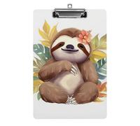 Cute Acrylic Clipboard 8.5x12 Inch - Cute Sloth Leaves Low Profile Clip Board for Letter/A4 Paper, Lightweight Office Supplies with Vibrant Prints, Hanging Clipboards for Work & Gift
