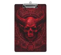 Cute Acrylic Clipboard 8.5x12 Inch - Demon Skull and Horns Low Profile Clip Board for Letter/A4 Paper, Lightweight Office Supplies with Vibrant Prints, Hanging Clipboards for Work & Gift