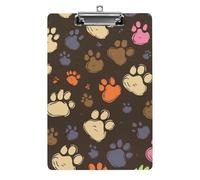 Cute Acrylic Clipboard 8.5x12 Inch - Dog Paws Print Low Profile Clip Board for Letter/A4 Paper, Lightweight Office Supplies with Vibrant Prints, Hanging Clipboards for Work & Gift