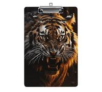 Cute Acrylic Clipboard 8.5x12 Inch - Ferocious Tiger Low Profile Clip Board for Letter/A4 Paper, Lightweight Office Supplies with Vibrant Prints, Hanging Clipboards for Work & Gift