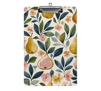 Cute Acrylic Clipboard 8.5x12 Inch - Figs and Pears Low Profile Clip Board for Letter/A4 Paper, Lightweight Office Supplies with Vibrant Prints, Hanging Clipboards for Work & Gift