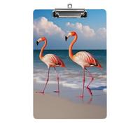 Cute Acrylic Clipboard 8.5x12 Inch - Flamingo On The Beach Low Profile Clip Board for Letter/A4 Paper, Lightweight Office Supplies with Vibrant Prints, Hanging Clipboards for Work & Gift