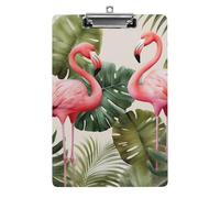 Cute Acrylic Clipboard 8.5x12 Inch - Flamingo Palm Trees Leaf Low Profile Clip Board for Letter/A4 Paper, Lightweight Office Supplies with Vibrant Prints, Hanging Clipboards for Work & Gift