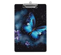 Cute Acrylic Clipboard 8.5x12 Inch - Galaxy Blue Butterfly Low Profile Clip Board for Letter/A4 Paper, Lightweight Office Supplies with Vibrant Prints, Hanging Clipboards for Work & Gift