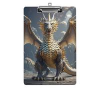 Cute Acrylic Clipboard 8.5x12 Inch - Golden Dragon Low Profile Clip Board for Letter/A4 Paper, Lightweight Office Supplies with Vibrant Prints, Hanging Clipboards for Work & Gift