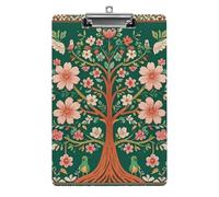 Cute Acrylic Clipboard 8.5x12 Inch - Green Tree of Life Low Profile Clip Board for Letter/A4 Paper, Lightweight Office Supplies with Vibrant Prints, Hanging Clipboards for Work & Gift