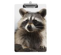 Cute Acrylic Clipboard 8.5x12 Inch - Hairy Raccoon Low Profile Clip Board for Letter/A4 Paper, Lightweight Office Supplies with Vibrant Prints, Hanging Clipboards for Work & Gift