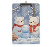 Cute Acrylic Clipboard 8.5x12 Inch - Lovely Snow Bear Low Profile Clip Board for Letter/A4 Paper, Lightweight Office Supplies with Vibrant Prints, Hanging Clipboards for Work & Gift